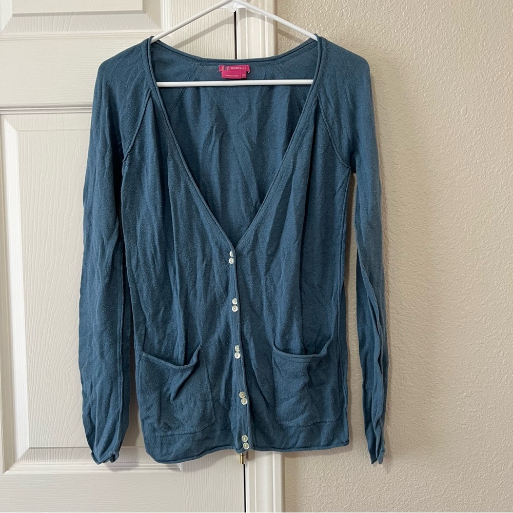 BCBGirls Teal Button Front Cardigan Size XS